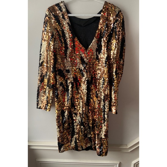 VINTAGE gold and black sequinned party dress - Picture 4 of 7